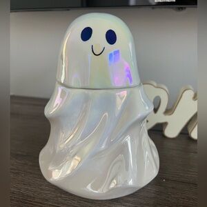 Iridescent white food container Halloween ghost decor